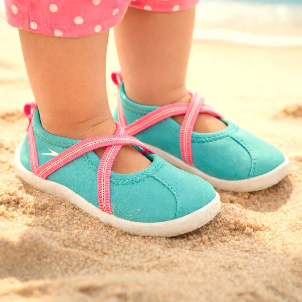 NWT SPEEDO Toddler Baby Girls Mary Jane Water Shoes in Pink and Turquoise
